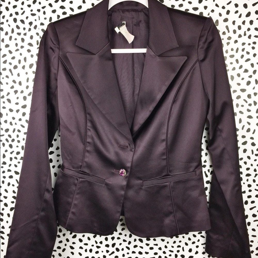 Caché Plum Fitted Jacket Size 0